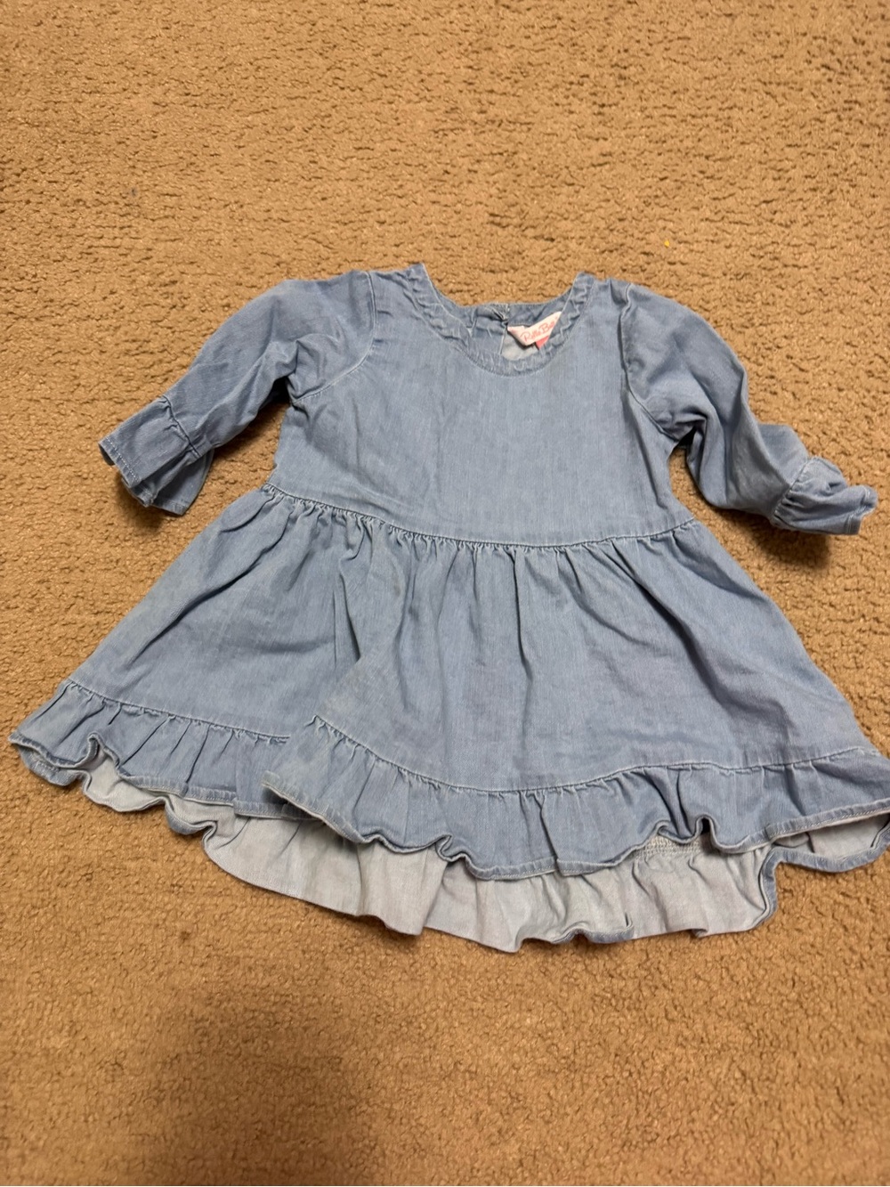 Ruffle Butts Light Blue Chambray Ruffle-Hem Dress
